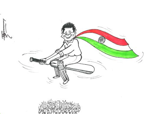 Sachin at 100 By Thommy | Sports Cartoon | TOONPOOL