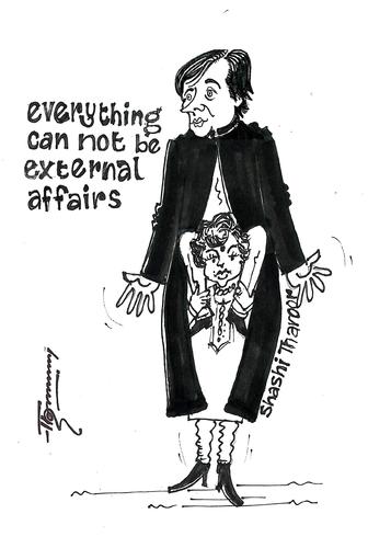 Cartoon: Shashi Tharoors internal affairs (medium) by Thommy tagged shashi,tharoor,ipl,indian,premier,leauge