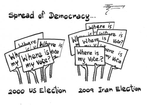 Cartoon: The spread of Democracy (medium) by Thommy tagged iran,election,democracy