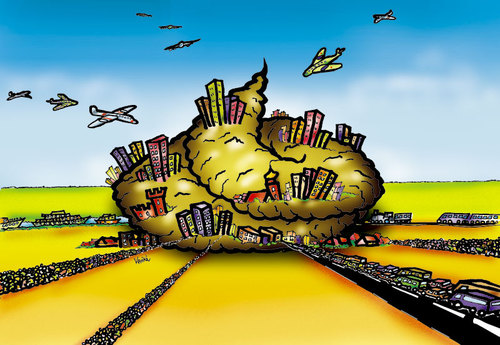 Cartoon: city111111 (medium) by Krzyskow tagged glasscity,glazenstad,sky,wolken,hoogbouw,weerspiegeling,stad,city,wtc,wordtradecenterrotterdam,rotterdam,andi,zenundzenf
