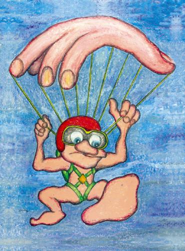 Cartoon: Paratrooper (medium) by Krzyskow tagged cartoon,nature,character,comic,designfrau,girl,illustration,line,love,man,mann,music,politics,sport,tiere