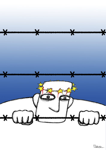 Cartoon: Refugee (medium) by dariush ramezani tagged refugee,syria,war,europe