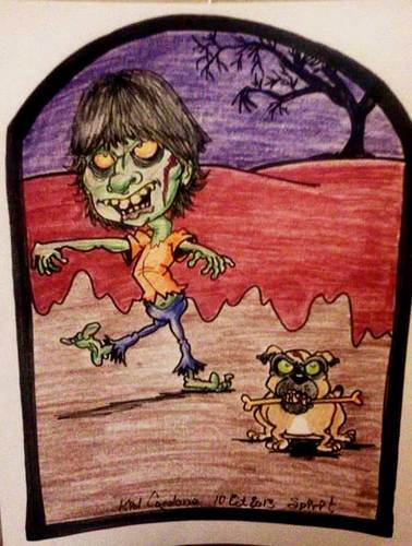 Cartoon: Zombie-tures (medium) by kidcardona tagged caricature,cartoon,halloween,monster,fun,holiday,dead