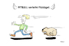 Cartoon: PitBull (small) by Andreas Vollmar tagged redbull,pitbull,hund,kampfhund,flucht,flüchten,weglaufen