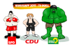 Cartoon: Wahlkampf 2017 (small) by Andreas Vollmar tagged bundestagswahl wahlkampf wahlen tv duell merkel sigmar gabriel kanzlerin angela hulk partei cdu spd die grünen