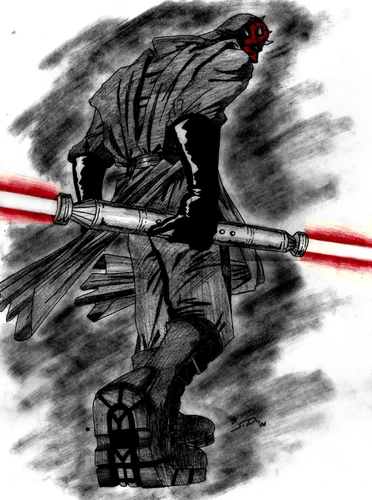 Cartoon: MAUL (medium) by sahin tagged maul,darth,aka,badass,star,wars,sith,lord,sci,fic,lightsaber,double