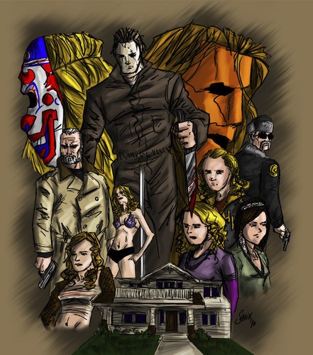 Cartoon: RobZombiesHalloween (medium) by sahin tagged halloween,remake,from,2007,rob,zombies,horro,movie,slasher,michael,myers,collage,classic,john,carpenter