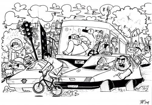 Cartoon: crasheads (medium) by buddybradley tagged black,and,white,underground,bmx,crazy,comic,cartoon,urban,illustration