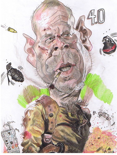 Cartoon: Bruce Willis -Die or hard- (medium) by RoyCaricaturas tagged willis,actors,caricatura