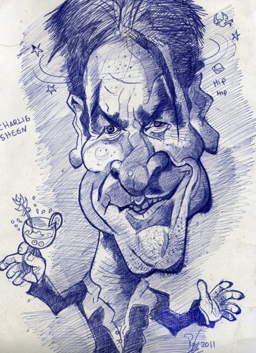 Cartoon: Charlie Sheen. Scribble. (medium) by RoyCaricaturas tagged film,tv,celebrities,actor,famous,sheen,charlie