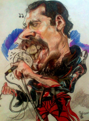 Cartoon: Freddy Mercury (medium) by RoyCaricaturas tagged freddy,mercury,queen,rock,roll,star,famous,music