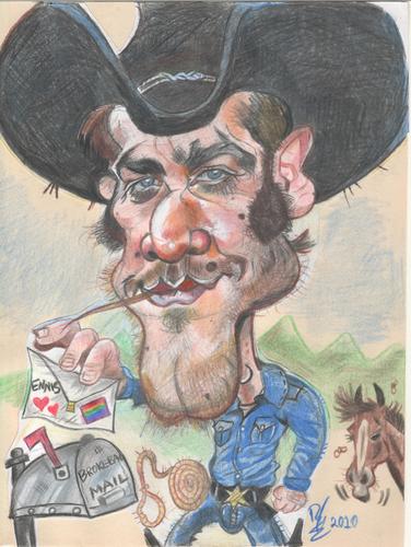 Cartoon: Jake Gyllenhaal as Jack Twist (medium) by RoyCaricaturas tagged jake,gyllenhaal,actors,hollywood,famous,cartoon