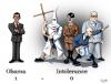 Cartoon: Future Vs History (small) by Mikl tagged mikl,michael,olivier,miklart,art,illustration,painting,obama,intolerance,nazi,hitler,kkk,klu,klux,klan,skinhead,le,pen