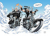 Cartoon: Teebo and Coyote in Heaven (small) by Mikl tagged michael mikl olivier miklart illustration bikes biker heaven paradise beard coyote teebo play game harley davidson streetglide softail