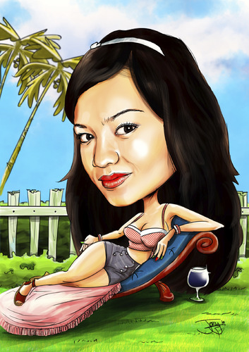 Cartoon: caricature girly (medium) by juwecurfew tagged caricature,girly,summertime
