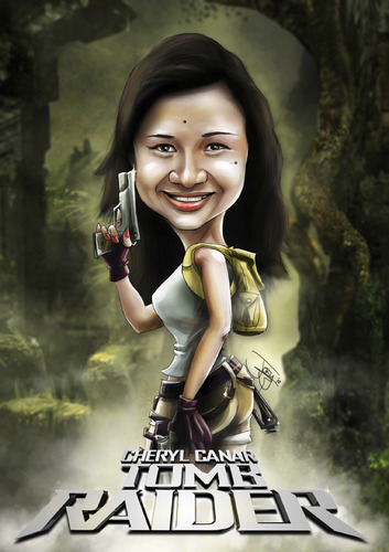 Cartoon: tomb raider caricature (medium) by juwecurfew tagged tomb,raider,caricature