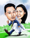 Cartoon: couple caricature (small) by juwecurfew tagged caricature,couple,in,wedding,dress