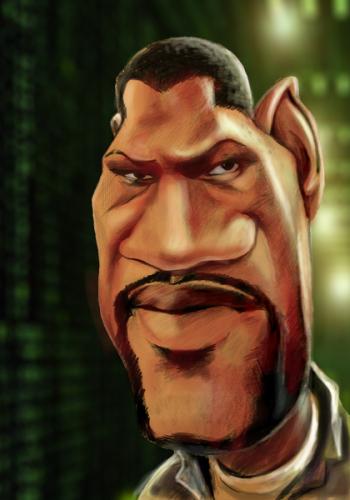 Cartoon: Caricature of Laurence Fishburne (medium) by Dan tagged caricature,cartoon,laurence,fishbourne,cinema,dan,famous,face,usa,movies,actor,matrix,morpheus