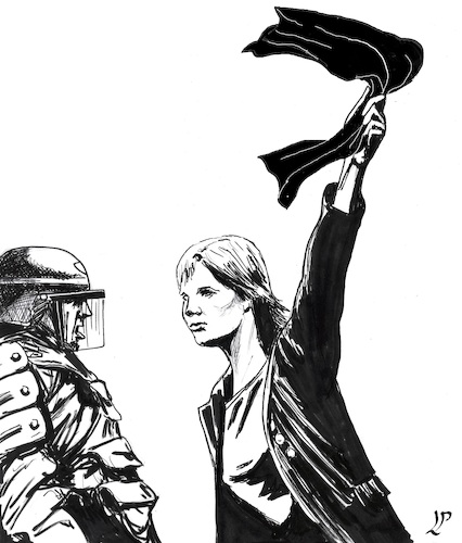 Cartoon: An Iranian woman (medium) by paolo lombardi tagged iran,riots,protests,woman,freedom,democracy