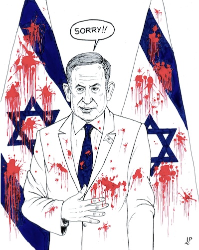 Cartoon: another mistake (medium) by paolo lombardi tagged israel,gaza,rafah,massacre,war,peace,netanyahu