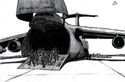 Cartoon: Arrivals and Departures (medium) by paolo lombardi tagged peace,afghanistan,war