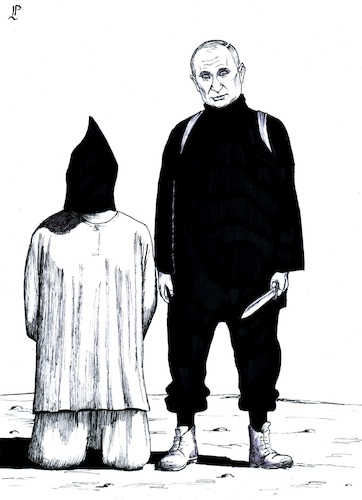 Cartoon: Beheading (medium) by paolo lombardi tagged ukraine,russia,putin,war,criminal