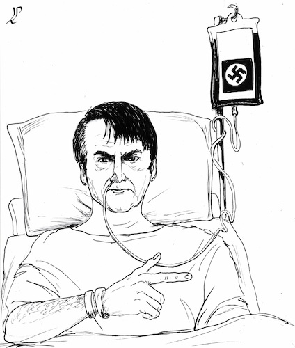 Cartoon: Bolsonaro in hospital (medium) by paolo lombardi tagged brasil