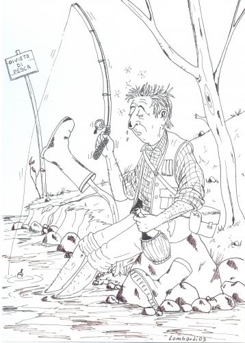 Cartoon: divieto di pesca (medium) by paolo lombardi tagged italy,satire,nature,caricatures