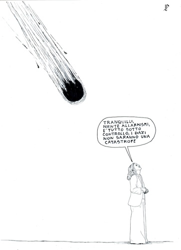 Cartoon: Don t Look Up (medium) by paolo lombardi tagged meloni,trump,tariff,duties,europe,italy