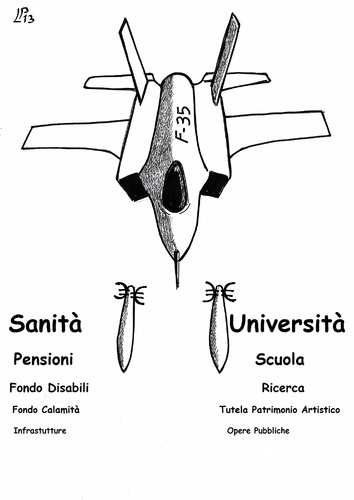 Cartoon: F 35 (medium) by paolo lombardi tagged italy,corruption,politics