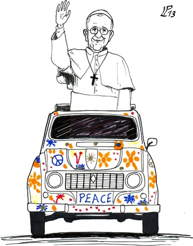 Cartoon: Hippie Pope 2 (medium) by paolo lombardi tagged pope,vatican,peace,war
