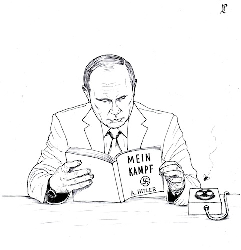 Cartoon: His battle (medium) by paolo lombardi tagged putin,russia,ukraine,war,atomic,europe,world
