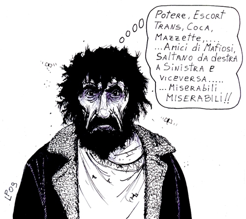 Cartoon: i Miserabili (medium) by paolo lombardi tagged italy,caricature,satire,politics