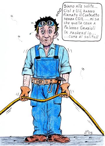 Cartoon: il contratto (medium) by paolo lombardi tagged italy,metal,arbeit,politics,caricature,cartoons