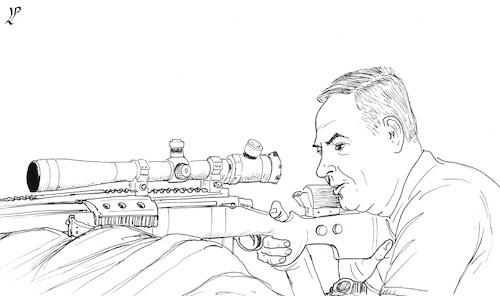 Cartoon: Israeli Sniper (medium) by paolo lombardi tagged israel,gaza