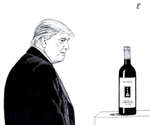 Cartoon: Italian wine (medium) by paolo lombardi tagged tariffs,duties,trump,usa,italy,europe