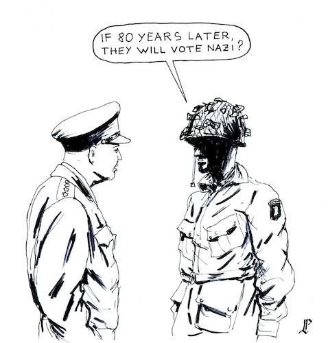 Cartoon: June 6 1944 (medium) by paolo lombardi tagged day,europe,normandie,elections,war,nazist,fascism