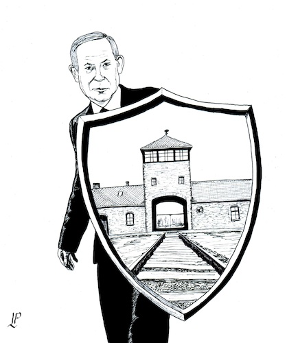 Cartoon: Netanyahu s shield (medium) by paolo lombardi tagged netanyahu,war