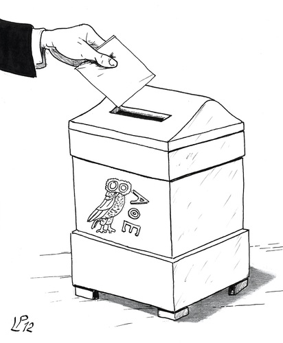 Cartoon: New elections in Greece (medium) by paolo lombardi tagged greece,default,economy,crisis,finance