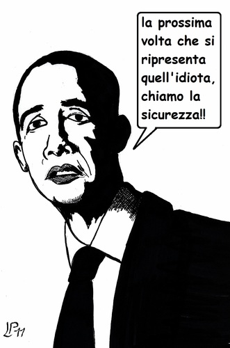 Cartoon: Obama e Berlusconi (medium) by paolo lombardi tagged italy,usa,politics,obama,berlusconi