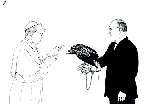 Cartoon: Peace and War (medium) by paolo lombardi tagged leonexiv,putin,war,peace