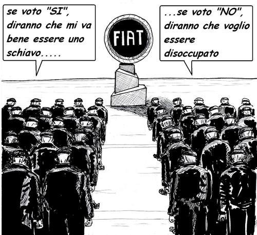 Cartoon: Referendum a Metropolis (medium) by paolo lombardi tagged fiat,italy,worker,arbeiter,politics