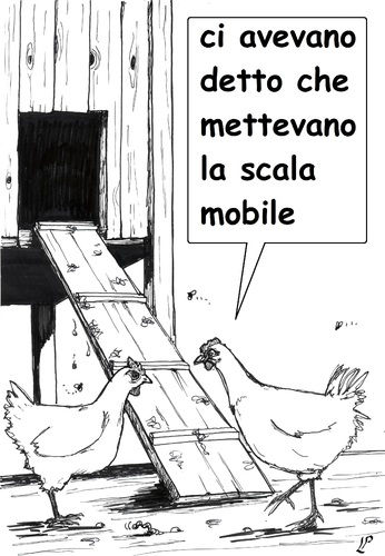Cartoon: Scala mobile per i polli (medium) by paolo lombardi tagged bibbiena,italia