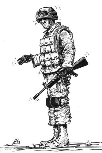 Cartoon: Soldier (medium) by paolo lombardi tagged war,afghanistan,peace