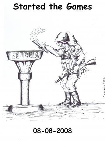 Cartoon: started the games (medium) by paolo lombardi tagged krieg,war,deutschland,politic,olympicgames,sport