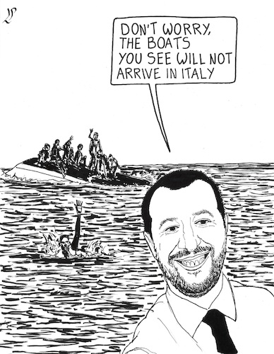 Cartoon: Stay Human (medium) by paolo lombardi tagged italy,migrants