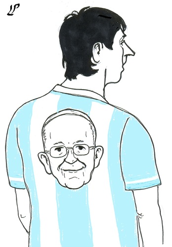 Cartoon: Supporter (medium) by paolo lombardi tagged argentina,messi,pope