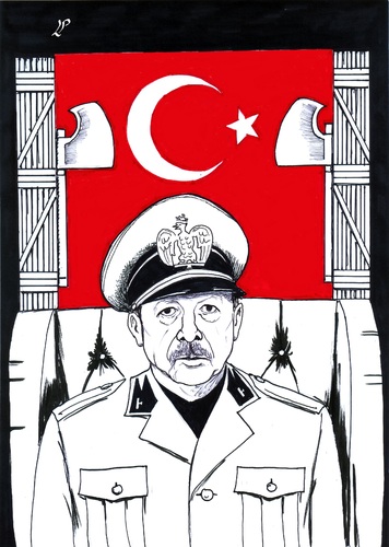 Cartoon: The Fascist (medium) by paolo lombardi tagged turkey,democracy,freedom,dictator