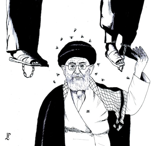 Cartoon: The repression continues (medium) by paolo lombardi tagged iran,khamenei,repression,protest