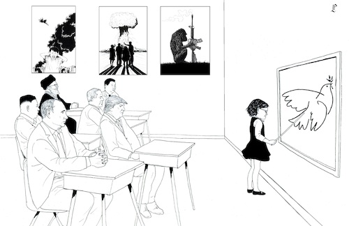 Cartoon: The teacher (medium) by paolo lombardi tagged peace,war,children